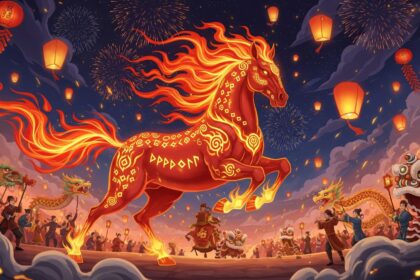 Red horse zodiac symbol for Year of the Horse 2026 Lunar New Year