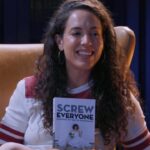 comedian Caitlin Peluffo reflecting on honesty vulnerability and stand-up comedy through Ophira Eisenberg's memoir